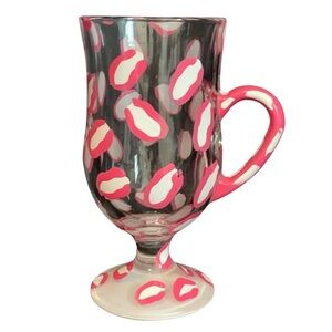LOLITA Pink Cheetah Coffee Mug Tall Leopard Glass Painted